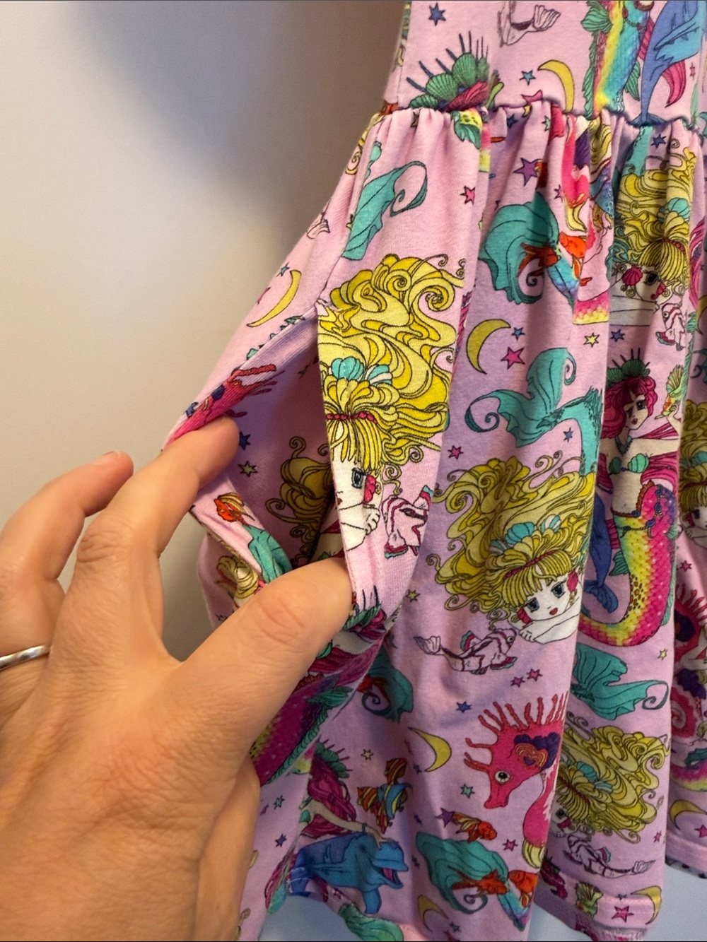Rock Your Kid Pink Mermaid ๐งโโ๏ธ & Dolphin ๐ฌ Print Dress - Picture 3 of 6